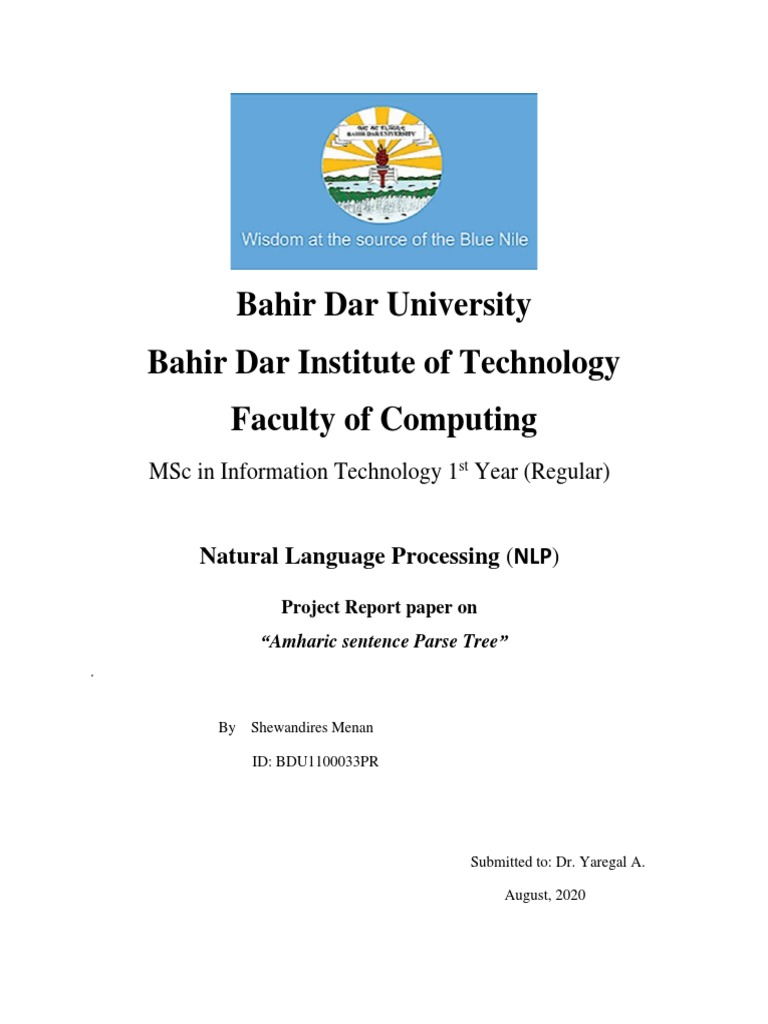 Shewa Nlp Project Report Pdf Pdf Parsing Computer Science