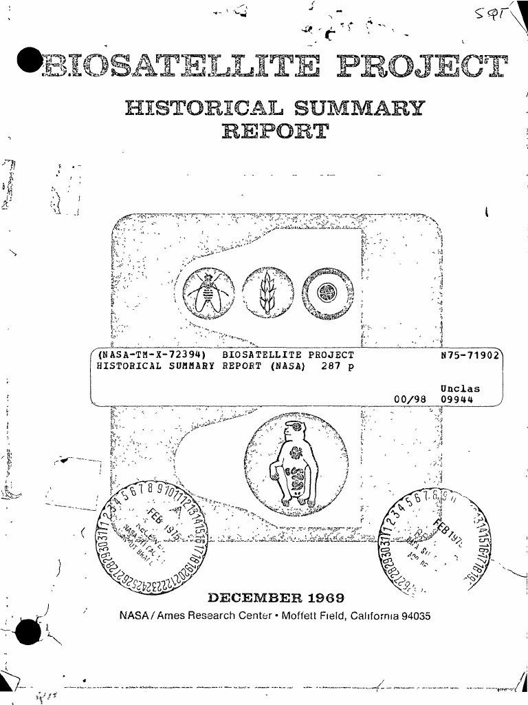 Bio Satellite Project Historical Summary Report | PDF | Ames Research  Center | Nasa