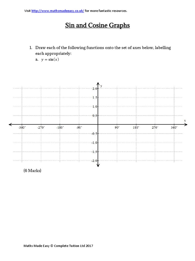 Gcse Maths Revision Sine Cos And Tan Graphs Questions Pdf