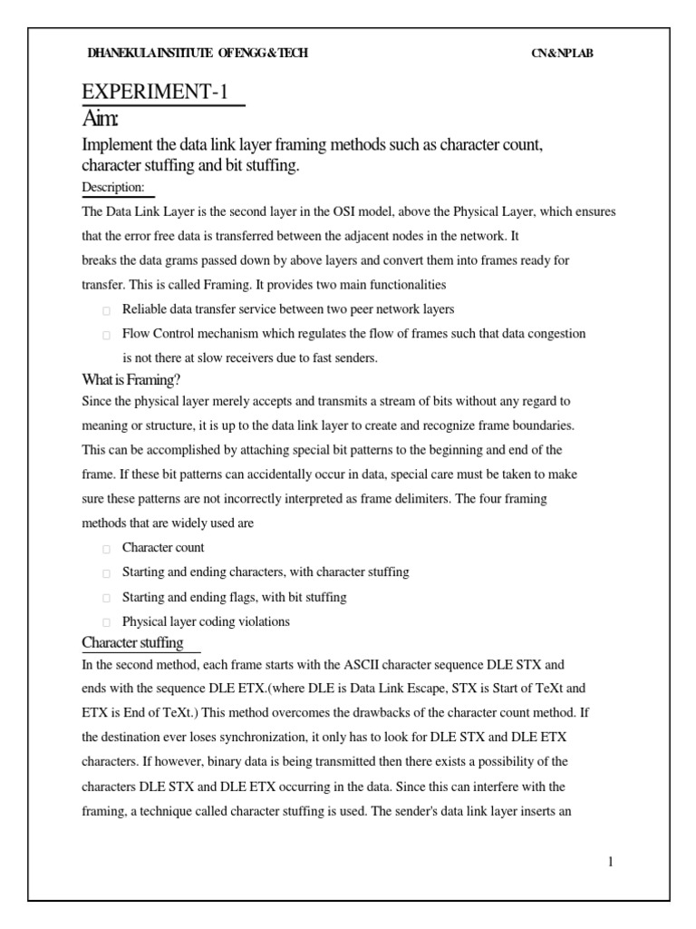 Data Link Layer Framing and CRC Methods | PDF | Error Detection And ...