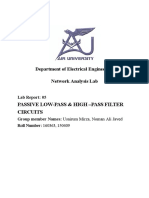 Passive Low-Pass & High - Pass Filter Circuits: Department of Electrical Engineering Network Analysis Lab