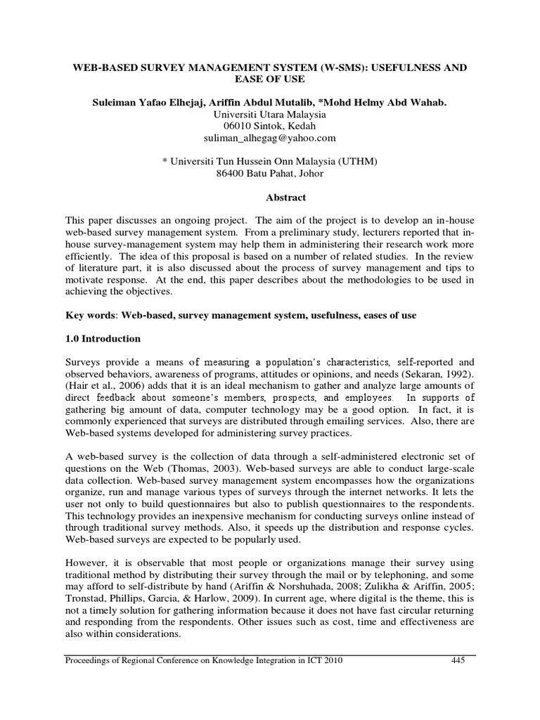 Web Based Survey Management System W SMS PDF | PDF | Usability | World ...