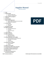 Supplier Manual: Table of Contents