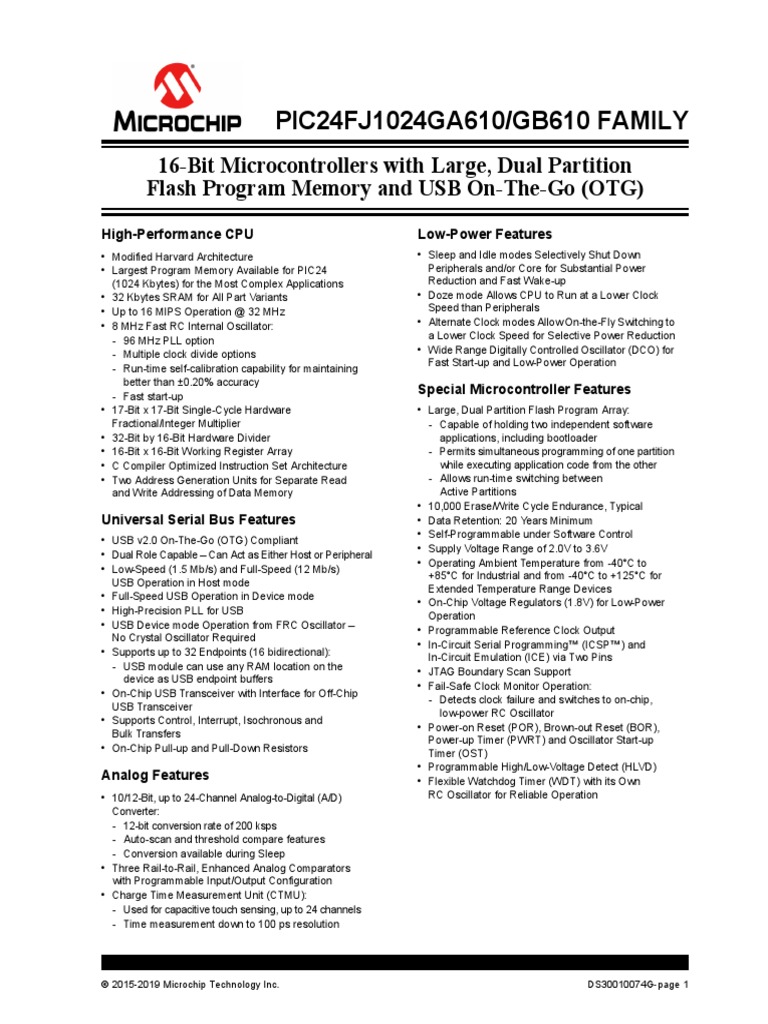 PIC24FJ128GA606 Microchip PDF | PDF | Usb | Office Equipment