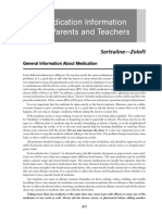 Medication Information For Parents and Teachers: Sertraline-Zoloft