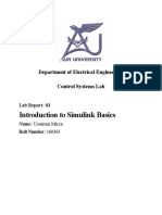 Introduction To Simulink Basics: Department of Electrical Engineering Control Systems Lab