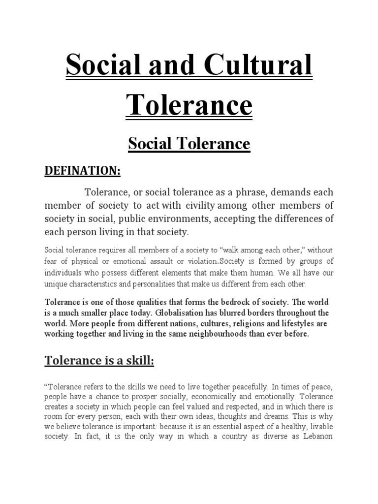 Promoting Social and Cultural Tolerance | PDF | Toleration | Freedom Of ...