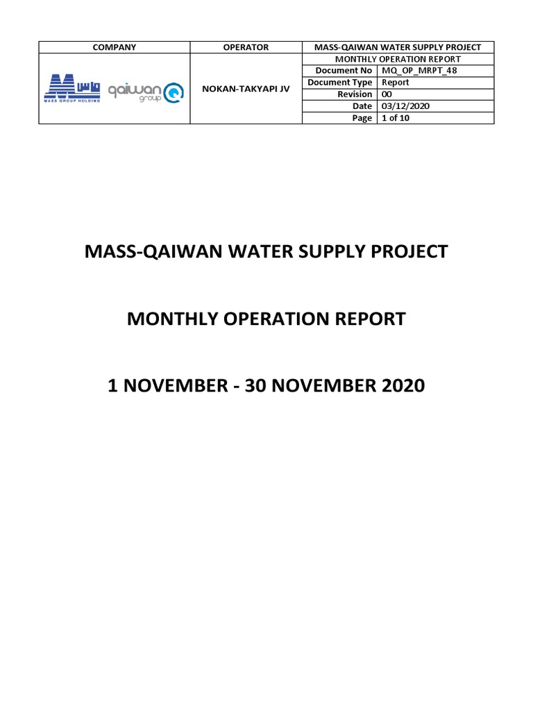 MQ - OP - MRPT - 48 - Monthly Report | PDF | Bearing (Mechanical ...