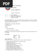 Linear Algebra II Syllabus