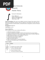 Number Theory Syllabus