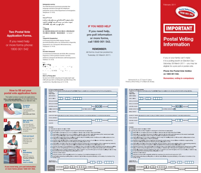 Postal Vote Application Instructions | PDF | Public Services | Philately