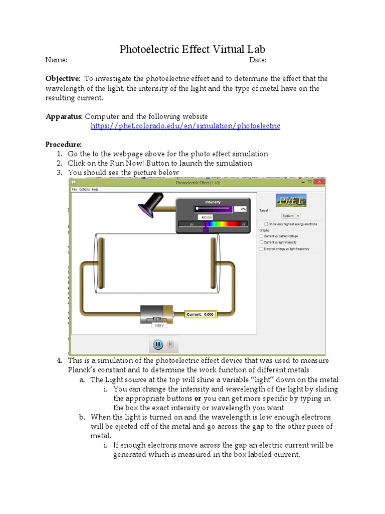 Photoelectric Effect Virtual Lab | PDF | Photoelectric Effect | Light