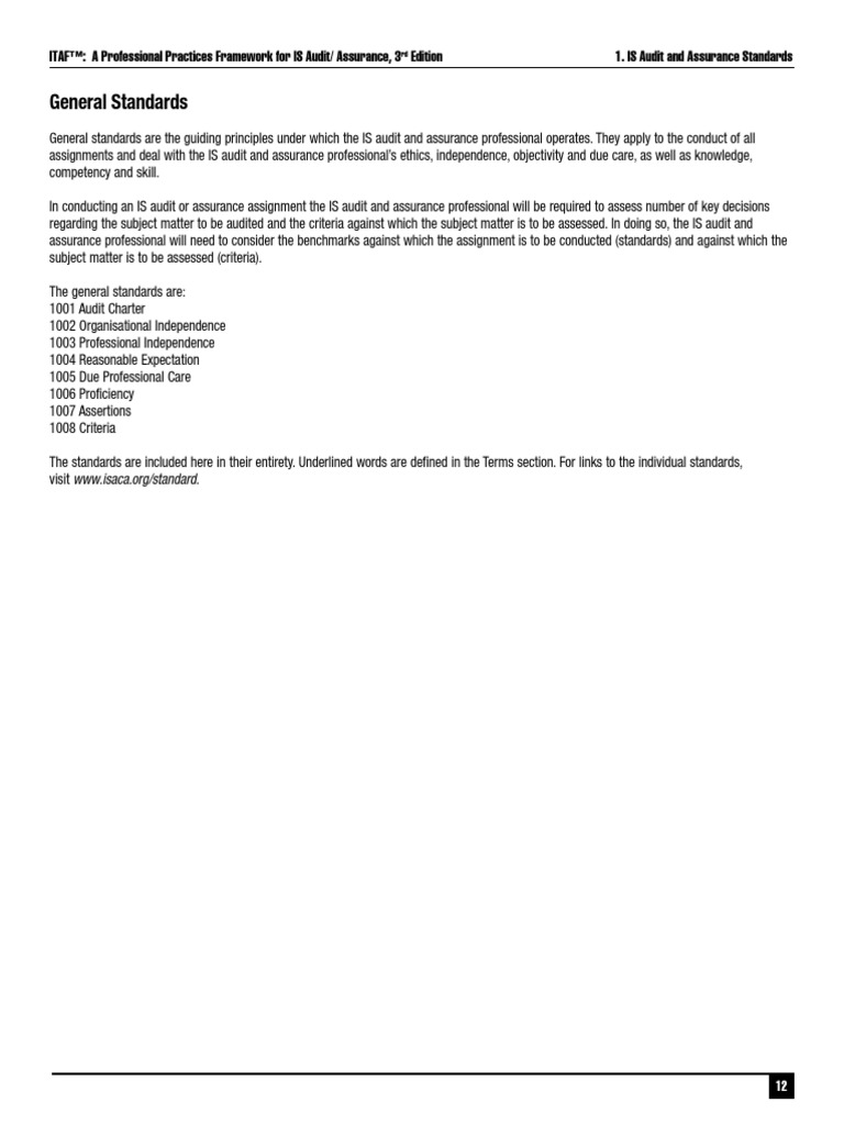 ITAF - General Standards | PDF | Internal Audit | Audit
