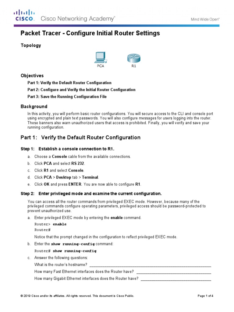 TP 0 - Configure Initial Router Settings | PDF | Command Line Interface ...