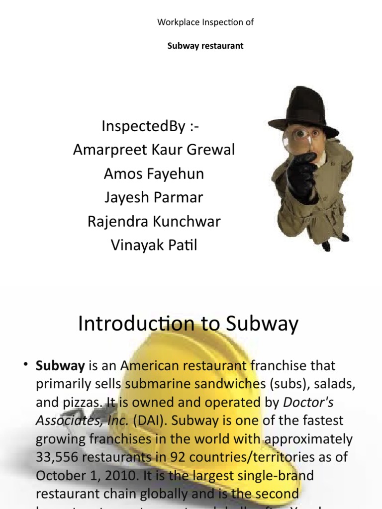 Workplace Inspection of Subway | PDF
