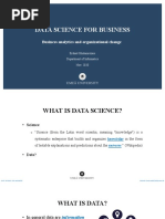 Data Science For Business: Business Analytics and Organizational Change