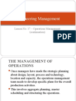 Lesson No. 17 - Operations Management (Continuation)