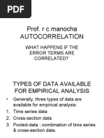 Prof. R C Manocha Autocorrelation: What Happens If The Error Terms Are Correlated?