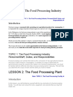 LESSON: 1: The Food Processing Industry Personnel
