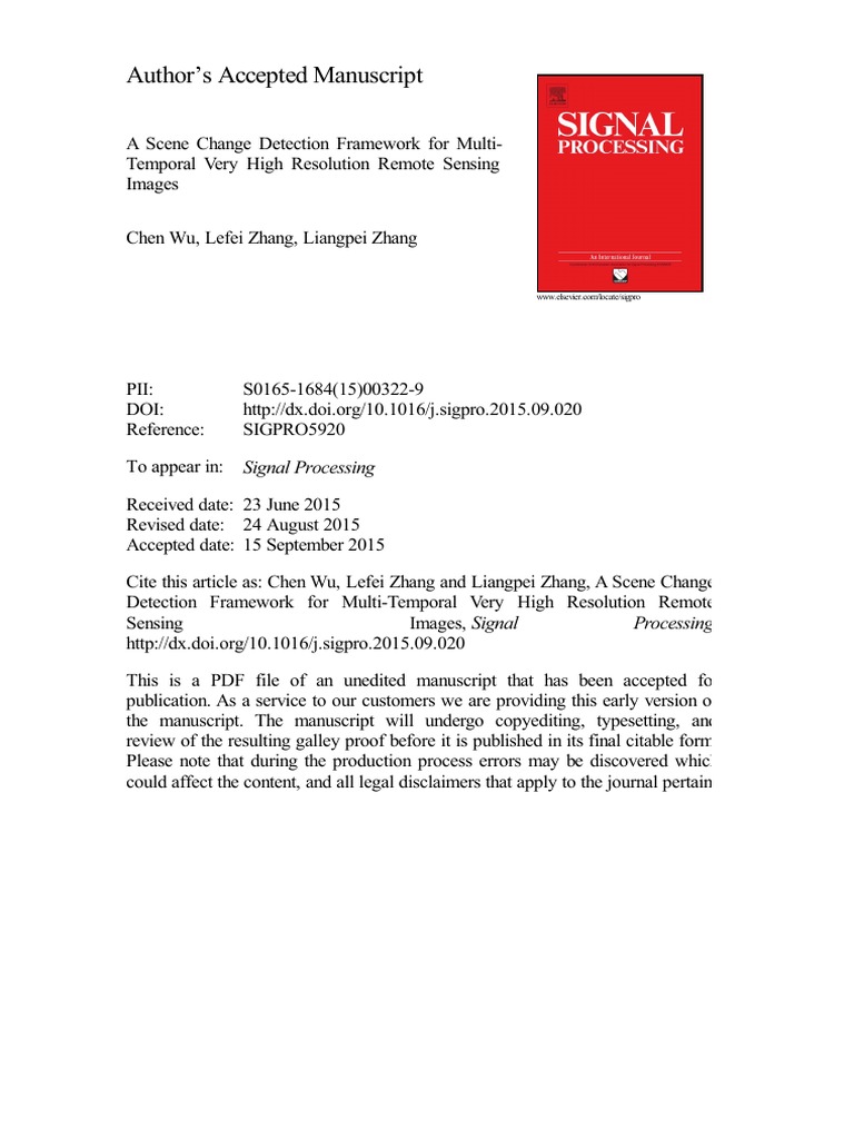 A Scene Change Detection Framework For Multi-Temporal Very High ...