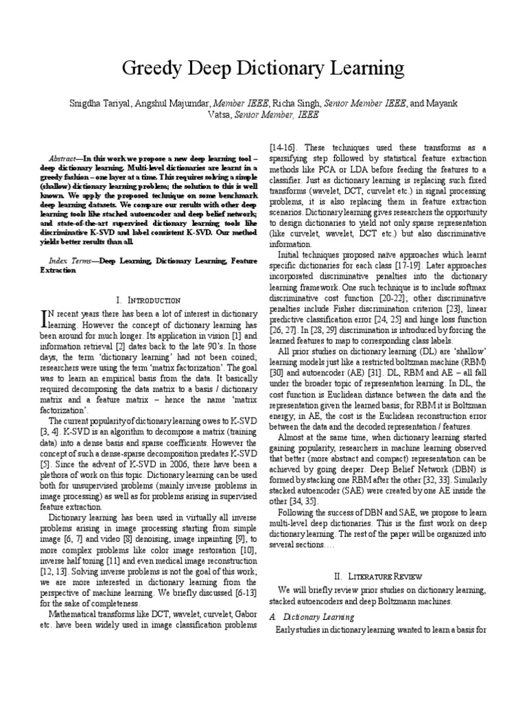 Deep Dictionary Learning Unveiled | PDF | Cybernetics | Applied Mathematics