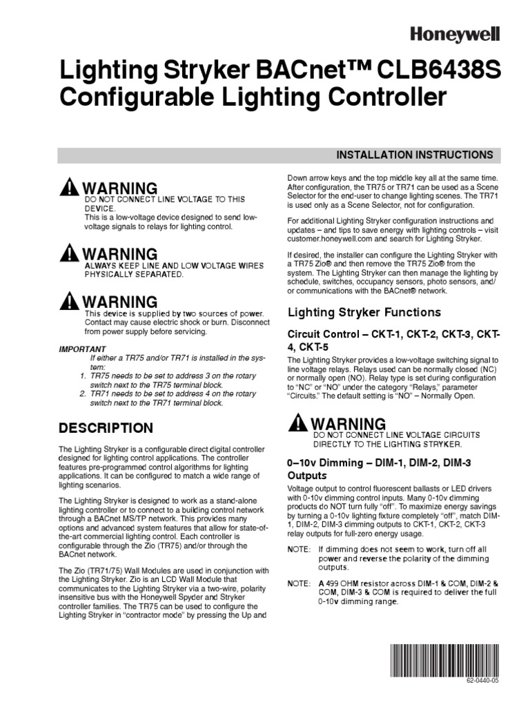 Lighting Stryker Bacnet™ Clb6438S Configurable Lighting Controller ...