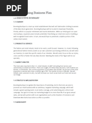 Retail Clothing Business Plan