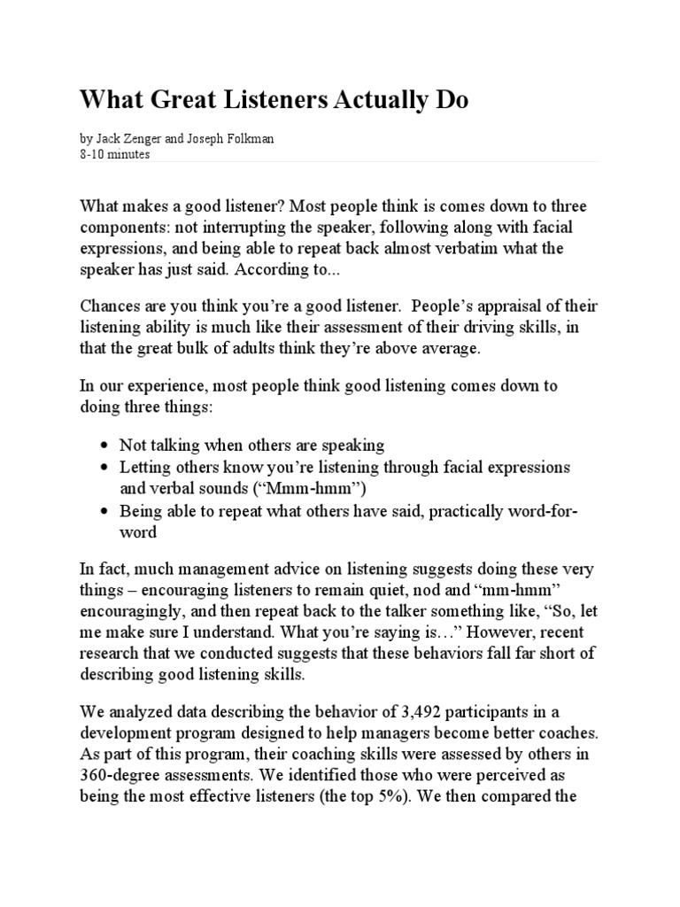 Traits of Effective Listening Skills | PDF | Semiotics | Psychological ...