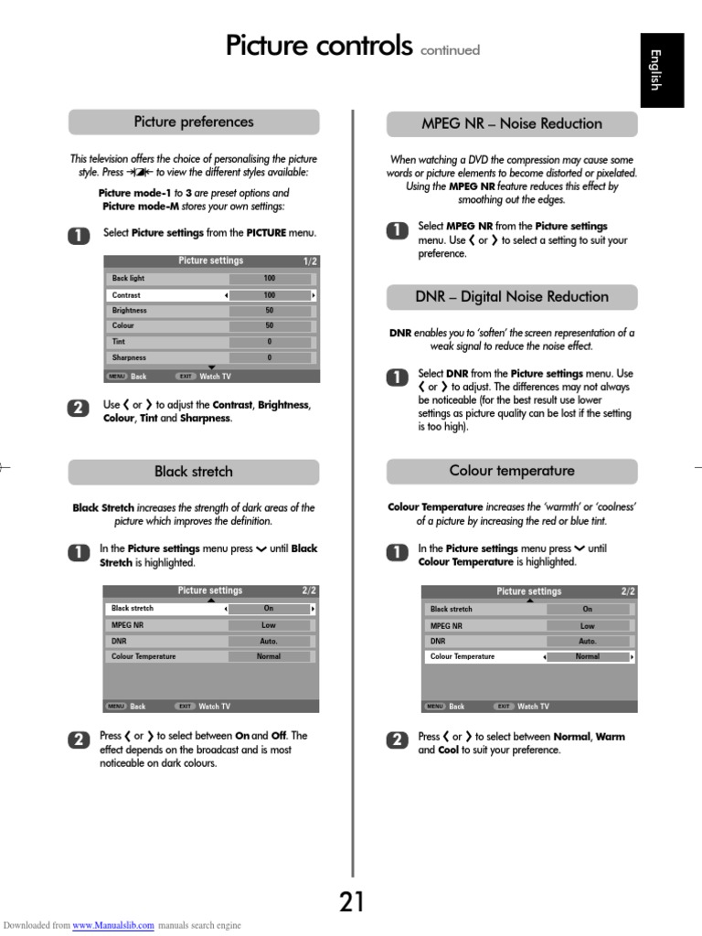 Picture Controls MPEG NR Noise Reduction Picture Preferences PDF
