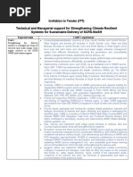 Invitation To Tender (Itt) Technical and Managerial Support For Strengthening Climate Resilient Systems For Sustainable Delivery of Scrs-Wash