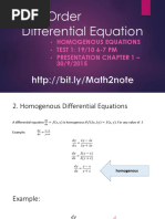 First Order Differential Equation: Homogenous Equations TEST 1: 19/10 6-7 PM Presentation Chapter 1 - 30/9/2015