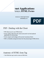 Internet Applications: PHP Arrays, HTML Forms