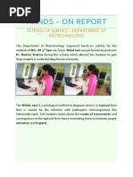 Hands - On Report: School of Science - Department of Biotechnology