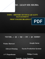 Course - Lean Six Sigma: Topic: History of Total Quality Management Prof Yogesh Brahmankar