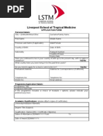 Liverpool School of Tropical Medicine: Application Form