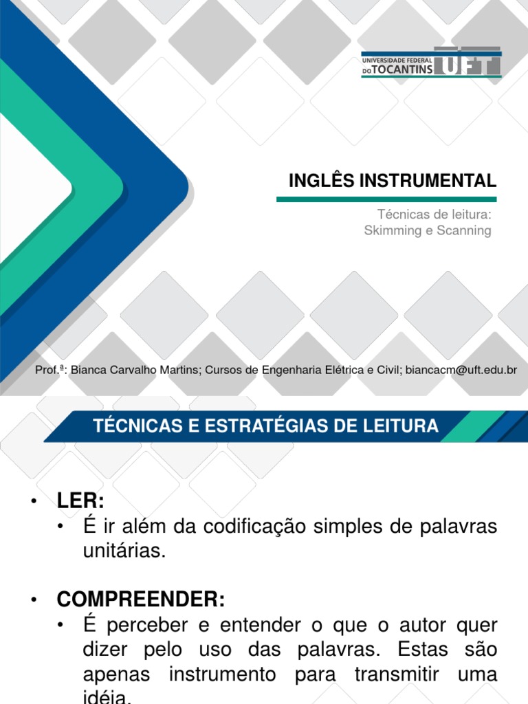 Aula 01 Técnicas De Leitura Skimming E Scanning 22 10 2020 Pdf