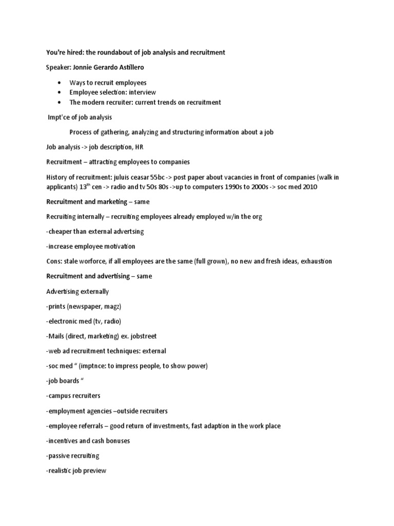 Job Analysis and Recruitment Trends | PDF | Business | Social Science
