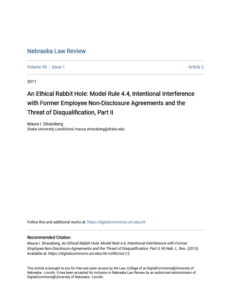 An Ethical Rabbit Hole Model Rule 4.4 Intentional Interference PDF PDF Non Disclosure