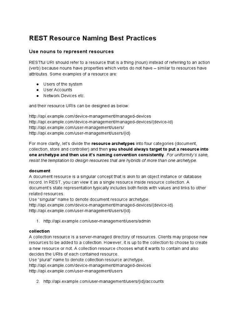 REST Resource Naming Best Practices Download Free PDF Uniform