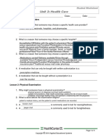 Health Care Student Worksheet