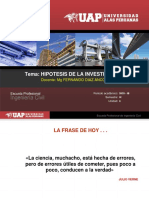 Tema: Hipotesis de La Investigación: Docente: MG Fernando Diaz Ancco