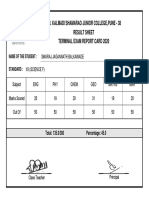 Dr. Kalmadi Shamarao Junior College, Pune - 38 Result Sheet Terminal Exam Report Card 2020