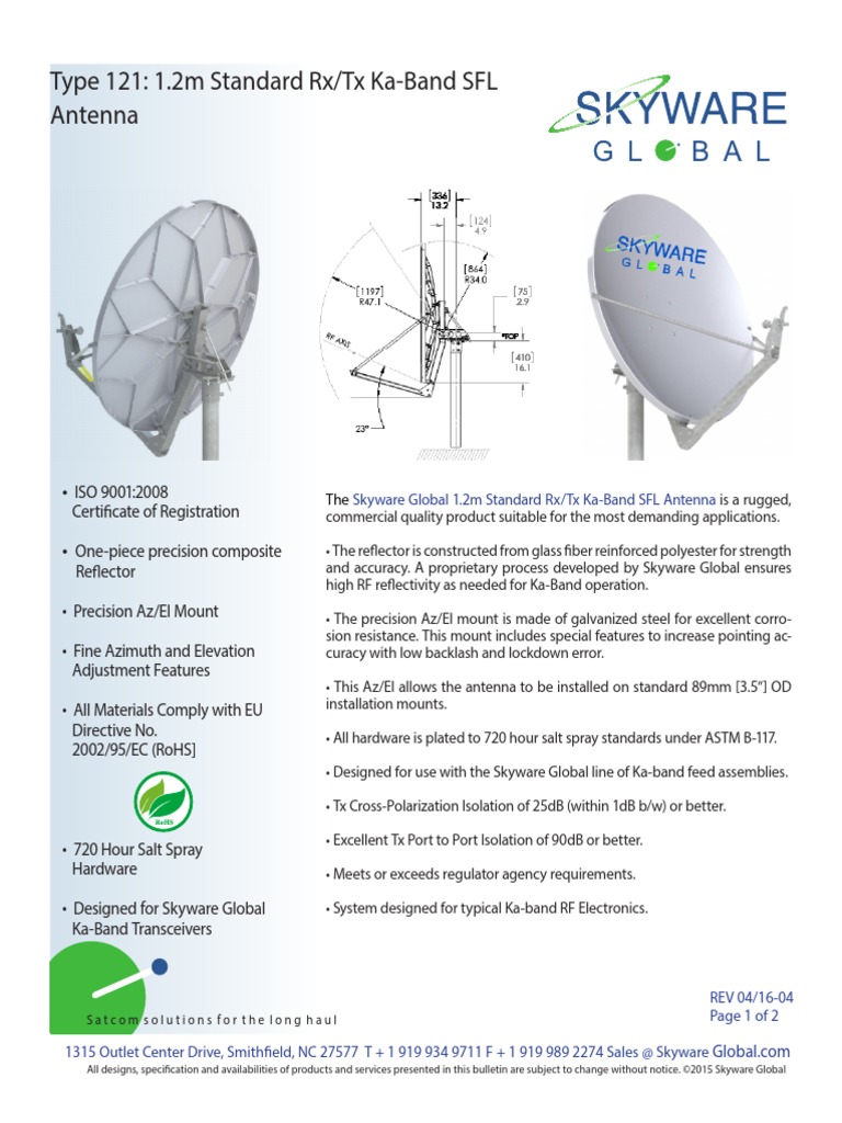 Skyware Global 1.2m Standard RX/TX KaBand SFL Antenna PDF Antenna