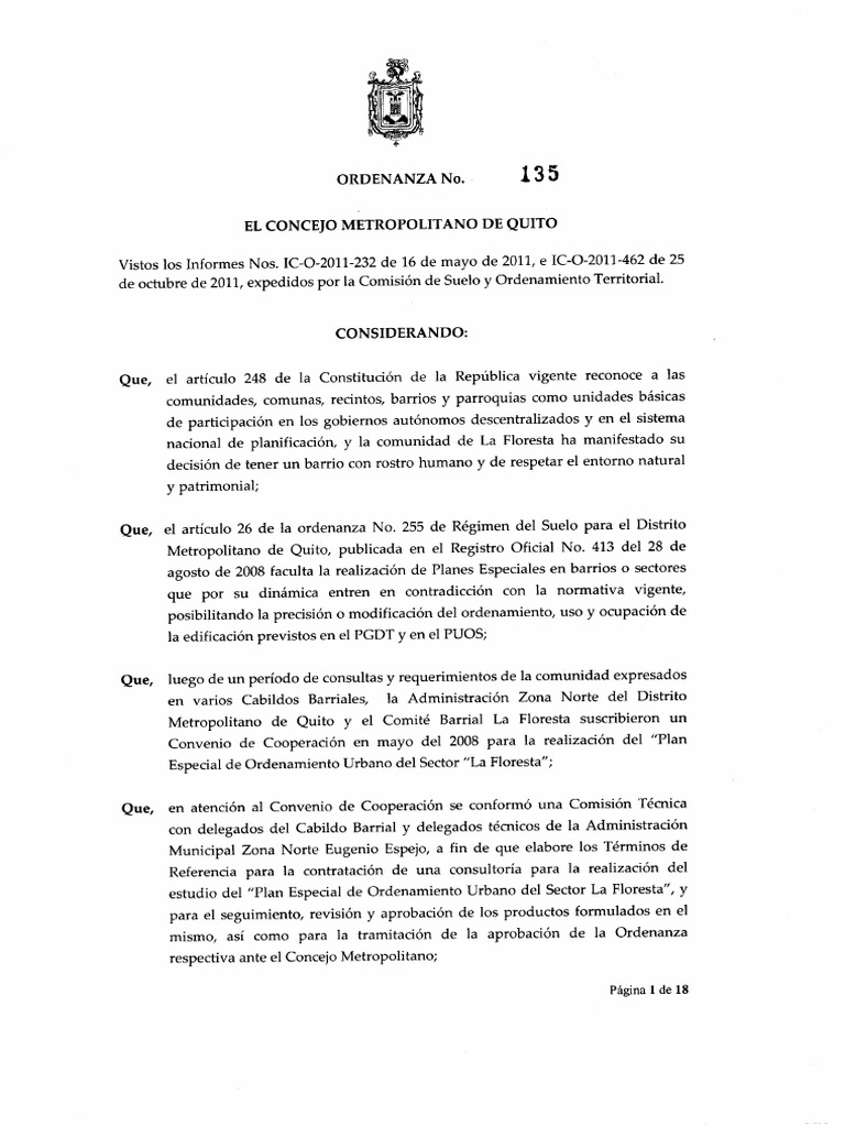Ordm-0135 La Floresta - Plan Especial PDF | PDF
