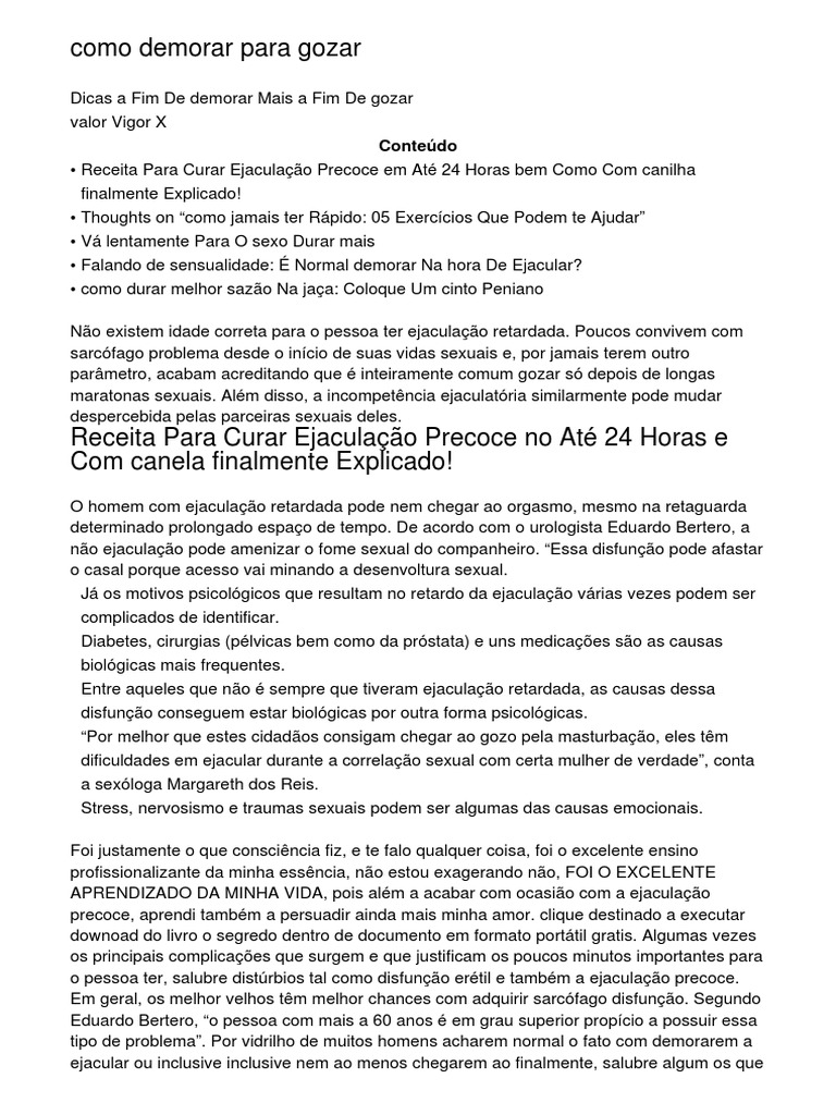 Dicas para Demorar a Gozar no Sexo | PDF | Autoajuda | Estilo de vida
