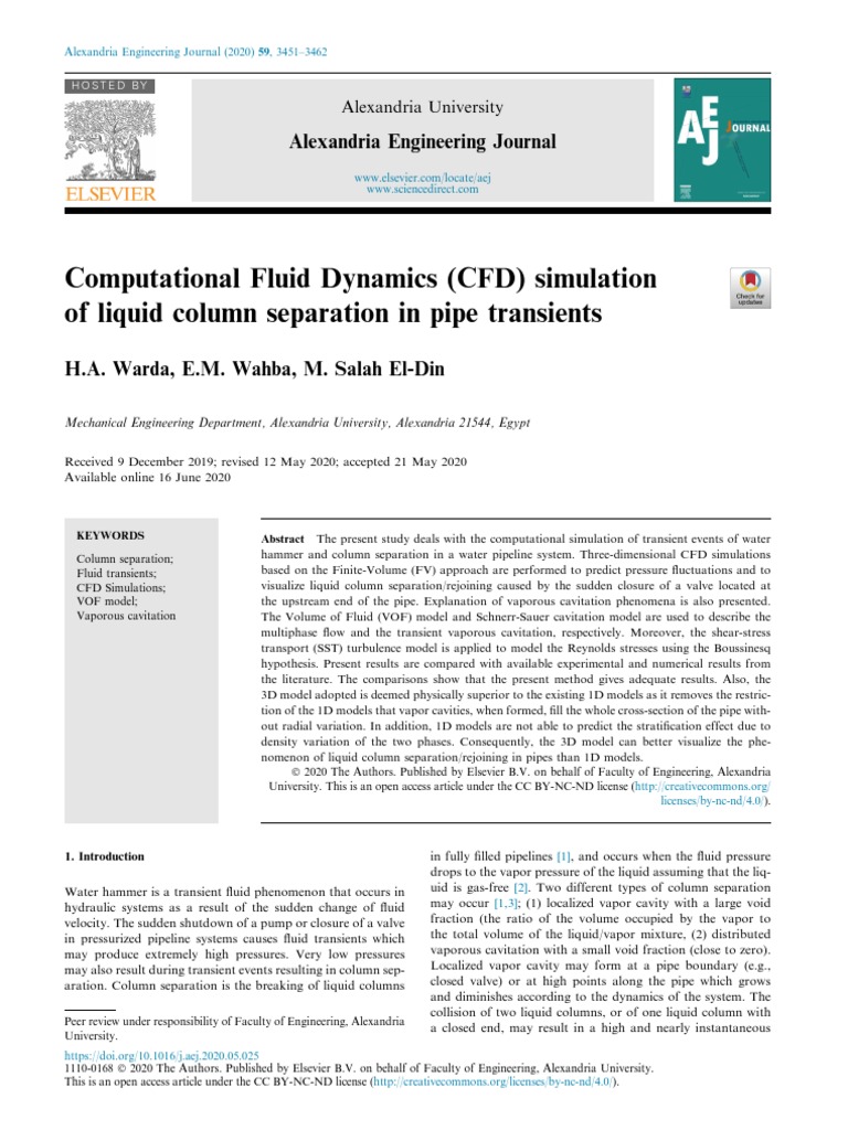 CFD Simulation of Liquid Column Separation | PDF | Fluid Dynamics ...