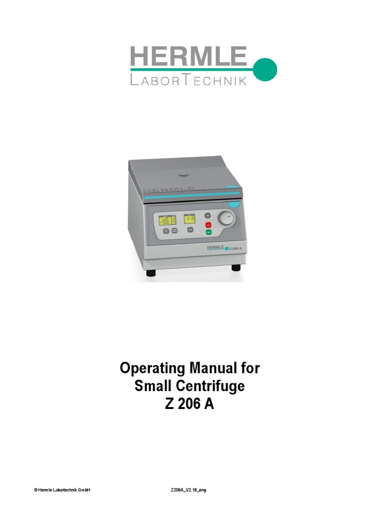 Manual Z206A - V2.18 - Eng PDF | PDF | Centrifuge | Mains Electricity