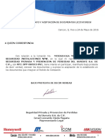 Conocimiento y Aceptacion Documentos Licitatorios