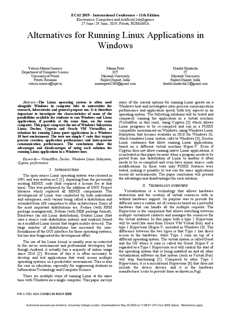 Alternatives For Running Linux Aplications in Windows | PDF | Linux ...