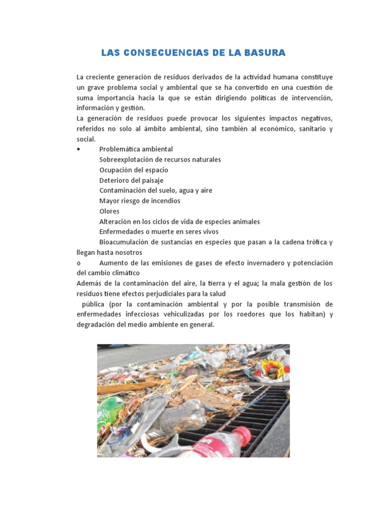 Las Consecuencias de La Basura | PDF | Salud y bienestar | Ciencia y ...